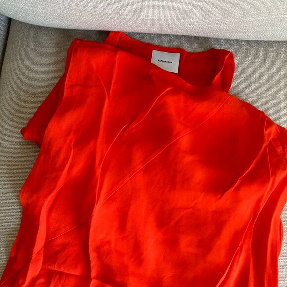 NEW Reformation Siana Dress Maxi V-Neck Dress Sz4 Paprika Orange - Picture 7 of 9